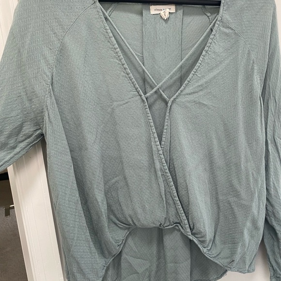 Silence & Noise Women's Wrap Top in Soft Gray/blue - Picture 3 of 5